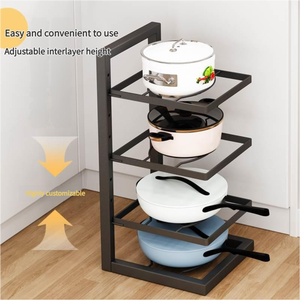 <span class=keywords><strong>Cucina</strong></span> sotto il lavello a pavimento montato da controsoffitto porta oggetti in metallo organizzatore di pentole regolabile - Product Image 5