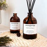 Flacon d'aromathérapie en verre brun, flacon opaque haut de gamme, diffuseur à bâtonnets, bouteille de parfum d'ambiance pour la maison et la chambre, avec 3 bâtonnets aromatiques