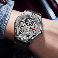 Montre mécanique automatique pour homme HANBORO Shanghai, boîtier en acier inoxydable, bracelet en silicone, étanche, lumineuse, design tendance