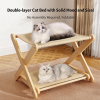 Pawstar En gros En stock Griffoir-lit pour chat pliable double couche en sisal 55 cm avec structure en bois massif en X sans installation Personnalisable pour animaux de compagnie