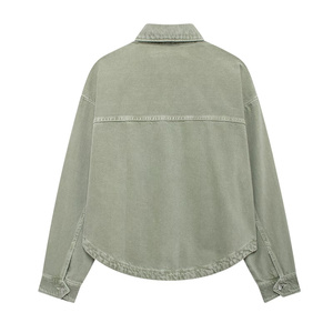 Automne femmes Denim veste 2024 nouvelle mode <span class=keywords><strong>manteau</strong></span> décontracté ample à manches longues simple boutonnage court vêtements d'extérieur hauts - Product Image 3