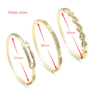 Nouveau bracelet jonc empilable plaqué or 18 carats pour femmes |   Conception de fermoir à broche incrusté de cristaux |   <span class=keywords><strong>Bijoux</strong></span> de <span class=keywords><strong>mode</strong></span> de luxe en gros - Product Image 2