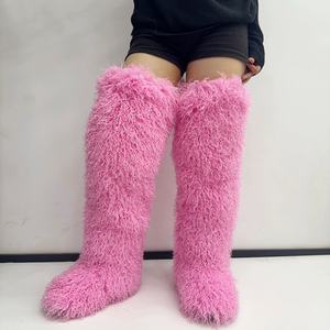 GHY6564 Bottes hautes en fourrure de Mongolie pour femmes, nouvelles bottes d'hiver fourrées pour garder les jambes au chaud, bottes de neige - Product Image 1