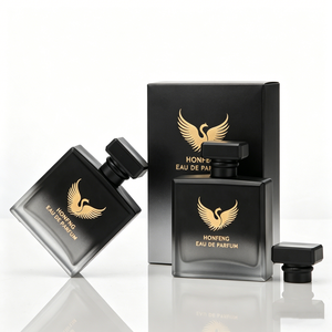 Botella de Perfume de Lujo de 30 ml, 50 ml, 100 ml, Botella Cuadrada Negra y Transparente, Botella de Perfume de Vidrio Personalizada con Caja Rígida de Embalaje - Product Image 1