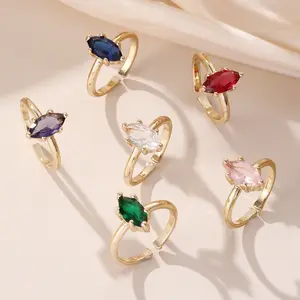 Go Party Vintage Kupfer vergoldete Fingerringe Schmuck offen verstellbar Zirkonia Kristall Diamant Ehering für Frauen