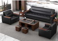 Ensemble de canapés de bureau au design simple et moderne, adapté à la réception d'entreprise, comprenant un canapé trois places et une table basse