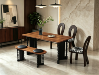 Ensemble de table et chaises de salle à manger ovales en bois massif, style moderne et luxueux du milieu du siècle, écologique et confortable, 4 pièces, meubles de cuisine pour hôtel