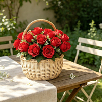 Bouquet de roses rouges artificielles au toucher réel, fleurs artificielles pour la décoration de table, décoration de mariage et arrangements floraux pour la maison, cadeau pour la Saint-Valentin