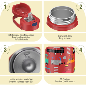 Custom 400ml Double-wall Vacuum Insulated Kid <b>Bottle</b> Leak-proof Red Blue Yellow Stainless Steel Water <b>Bottle</b> With Straw Lid - Product Image 6