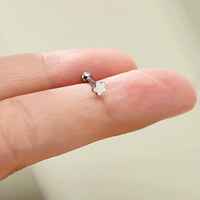 Piercing Hypoallergénique en Titane ASTM F136 G23, Labret Fleur à Bille, Filetage Interne 16G, pour Cartilage et Tragus