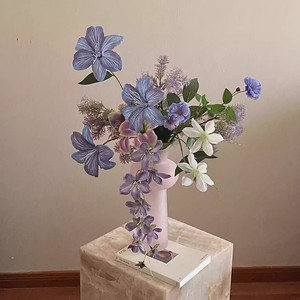 Bouquet de fleurs artificielles rétro français original, arrangement floral en soie violette, décoration d'intérieur, accessoires de mariage - Product Image 5