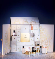 Boîte de calendrier de luxe foiling Gold edge noël marque privée rouge à lèvres papier tiroir bougie parfum compte à rebours boîte de calendrier de l'avent
