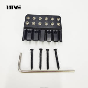 غيتار كهربائي بدون رأس جسر غيتار بستة أوتار مع أوتاد ضبط قفل وإكسسوارات أصلية بالفضة والأسود. - Product Image 5