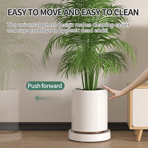 Khay Chậu Hoa Hấp Thụ Nước Tự Do Di Chuyển Dạng Tròn Nặng Bằng Nhựa Có Bánh Xe - Product Image 2