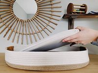 Lit de bébé tressé en corde de coton et jonc de mer avec matelas rembourré, paniers de rangement, paniers à langer pour nouveau-né et paniers Moïse