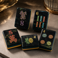 Ensemble de Mahjong américain au design original Oriental Elegance, 160 pièces, tuiles de Mahjong en acrylique luxueuses avec des paillettes dorées, kit de jeu complet