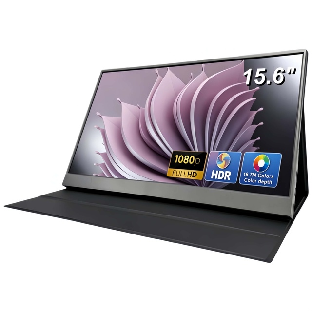 15.6 Inch Portable Monitor for Laptop, 1080P 72 NTSC 100 SRGB USB C HD MI Travel External Second Computer Screen with HDR