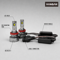 Ampoules de phares LED pour voiture HANSAN H8 H9 H11, 12V 50W 6500K 10000lm, quatre tubes en cuivre, remplacement, nouvelle compatibilité universelle