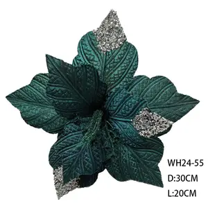 Toptan 30cm Xmas dekor yapay Glitter noel çiçekler süslemeleri