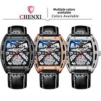 Montre automatique squelette tonneau lumineuse de luxe pour homme, montre mécanique étanche de haute qualité