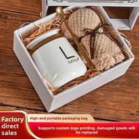 Tasse à eau en céramique au design moderne et simple, personnalisable avec couvercle, ensemble souvenir pour mariage et fête, belle apparence, coffret cadeau, cadeau d'ouverture