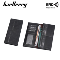 Dompet panjang pria Retro RFID, dompet kapasitas besar ritsleting sederhana anak muda