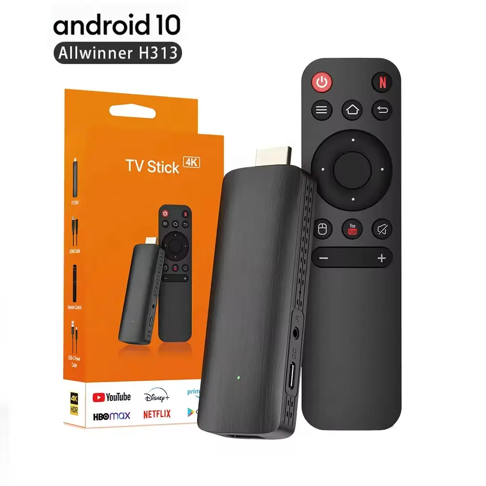 D6 Android TV Stick Allwinner H313 tipo C 4K UHD 2.4/5.8G WiFi Android 10 Smart Stick Android TV Stick