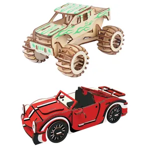 New-Land Funny Jigsaw 3D Puzzle DIY Wooden Toy Kit of Monster Truck