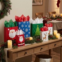 Sac en papier cadeau de luxe en carton blanc 210 g/m² réutilisable pour Noël, idéal pour les fêtes et l'emballage de courses en gros