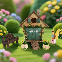 Kit Rumah Pondok Peri Mini Ramah Lingkungan dari Resin, Patung Seni Tema Cinta untuk Lanskap Miniatur Dekorasi Bonsai