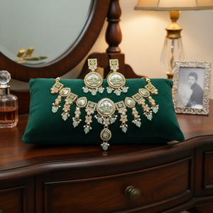 Gold Plated Fine Jewelry <b>Set</b> with Crystal Stone and <b>Beads</b> 10573979 Necklace - Product Image 3