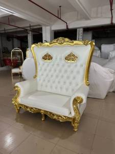 Simplicidad barato lujo oro blanco Hotel boda evento reposabrazos respaldo alto reina rey trono <span class=keywords><strong>silla</strong></span> - Product Image 4