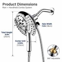 Pommeau de douche avec douchette à 21 jets, haute pression et tuyau en acier inoxydable de 59 pouces pour salle de bain principale, usage quotidien