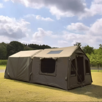Tente de camping gonflable 6.3 m² double couche quatre saisons, 1 chambre, 1 séjour, avec auvent extensible à poteaux, imperméable, directement de l'usine