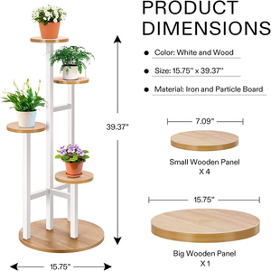 Support de fleurs rond en bois bon marché à 5 couches, grand support de fleurs, étagère de plantes, support de pot de fleurs, présentoir - Product Image 5