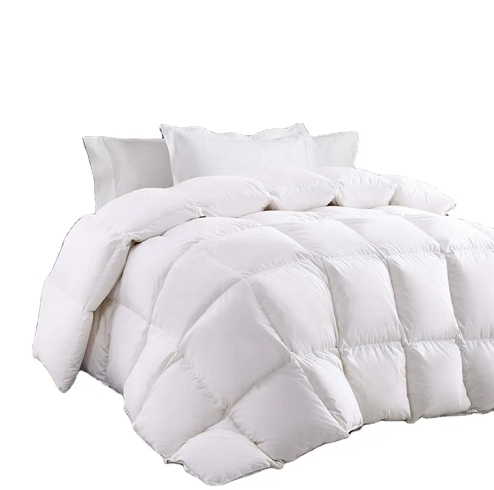 Luxurious Goose Down Comforter King Size Duvet Insert All Seasons Solid White Hypo-allergenic