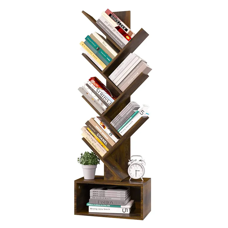 Rak buku kayu mdf Tampilan Model industri vertikal ruang belajar mewah kantor Modern rak buku