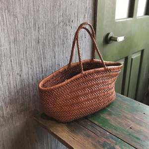 EMG6242, bolso grande con asa superior y cordón para hombro, bolsos de señora tejidos de piel de vaca de ratán Bali, bolsos trenzados de cuero genuino para mujer - Product Image 4