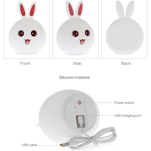 Lampe de nuit colorée en forme de lapin en silicone avec diode électroluminescente, lampe de chevet pour chambre d'enfant, cadeau pour enfant - Product Image 6