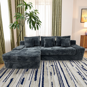 Divano Letto Moderno a L Convertibile - Ideale per <span class=keywords><strong>Soggiorno</strong></span> Design Angolare in Spugna Pura Senza Telaio o Struttura. - Product Image 2