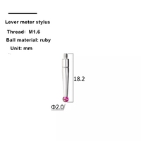 Sonde de contact à levier pour indicateur de cadran, filetage M1.4/M1.6/M1.7/M1.8/M2.0, boule en rubis, acier au tungstène, précision 0.01