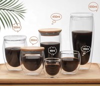 Taza de Café Reutilizable de Vidrio de Borosilicato de Doble Pared, Resistente al Calor, Libre de BPA, Hecha a Mano, de 80ml, 150ml, 250ml, 350ml, 450ml, para Té
