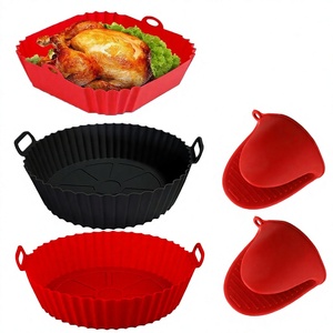 Tapetes de silicona reutilizables para freidora de aire, antiadherentes, resistentes al calor, para hornear, con su LOGO OEM, de grado alimenticio - Product Image 1
