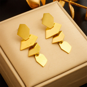 Geometric Pendant Earrings Irregular Square Stainless Steel Party Fashion Dangle Earrings E5079 - Product Image 1