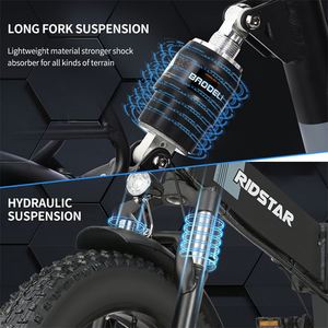 Ridstar H20 1000W จักรยานไฟฟ้าพับได้สำหรับผู้ใหญ่, จักรยานไฟฟ้าแบตเตอรี่ลิเธียมสำหรับจักรยานเสือภูเขากลางแจ้งชายหาด - Product Image 5