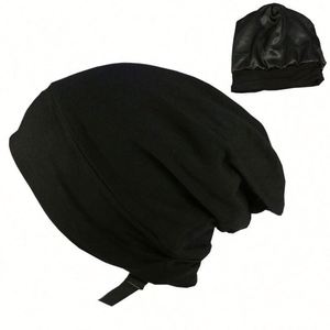 Bonnets en satin style Europe-Amérique, personnalisables avec logo, ajustables, élastiques, bonnets de créateur - Product Image 3