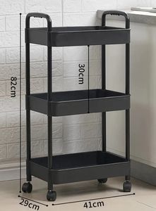 OEM couleurs 3 niveaux chariot utilitaire roulant cuisine salle de bain rangement organisateur chariot en plastique chariot avec roues - Product Image 3