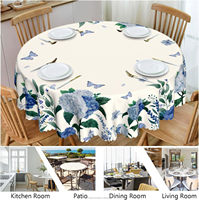Nappe ronde 60 po, nappe florale imperméable, couverture de table en polyester sans plis pour les fêtes sur le patio