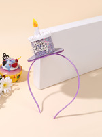Diadema creativa de doble capa con diseño de pastel de cumpleaños y velas de fieltro para el primer cumpleaños, accesorio para fotos, recuerdo de fiesta