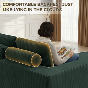 Sofá Seccional en Forma de L Curvo, Tapizado en Corduroy, Modular, Embalaje al Vacío, Sin Ensamblaje, Muebles para Sala de Estar - Product Image 5